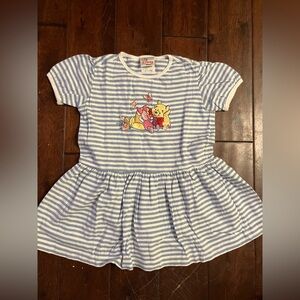 Vintage Disney Winnie the Pooh Piglet Striped Spring Summer Dress Kids 6 years